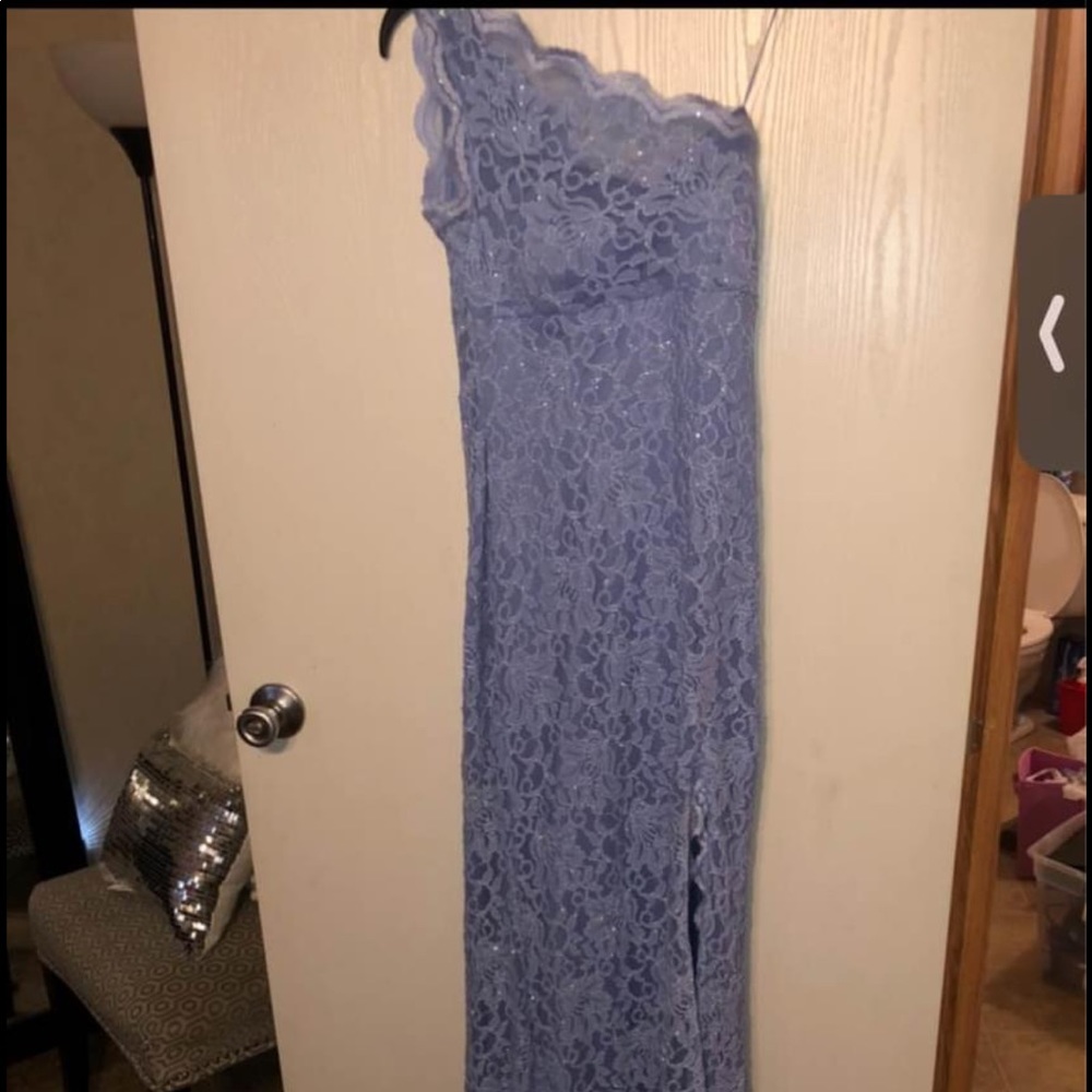 Lavender one shoulder pageant dress